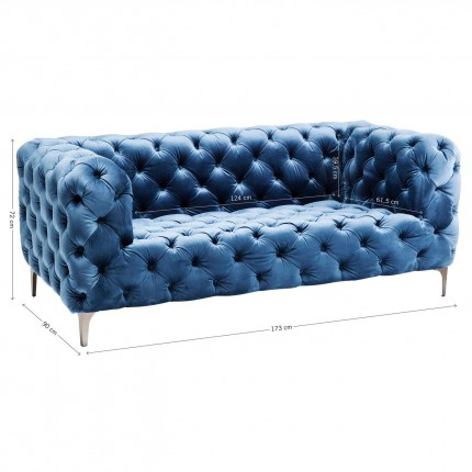 Sofa Look 180cm Velvet Blue Kare Design