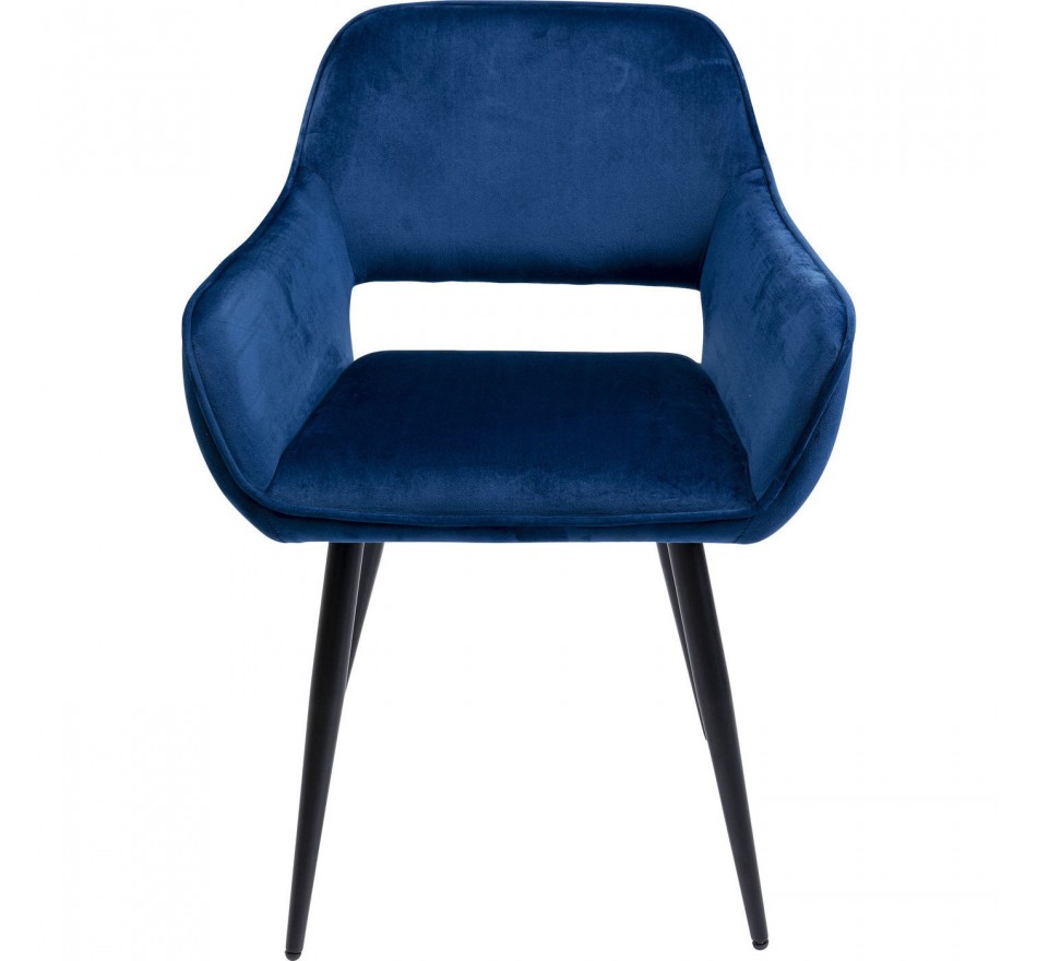 Chaise avec accoudoirs San Francisco velours bleu pétrole Kare Design