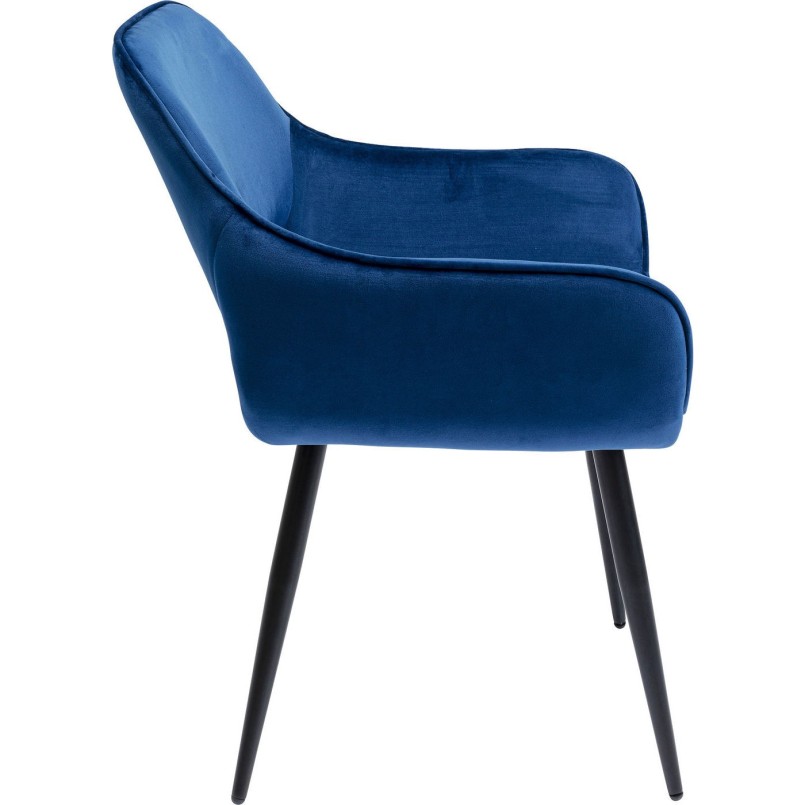 Chaise avec accoudoirs San Francisco velours bleu Kare Design