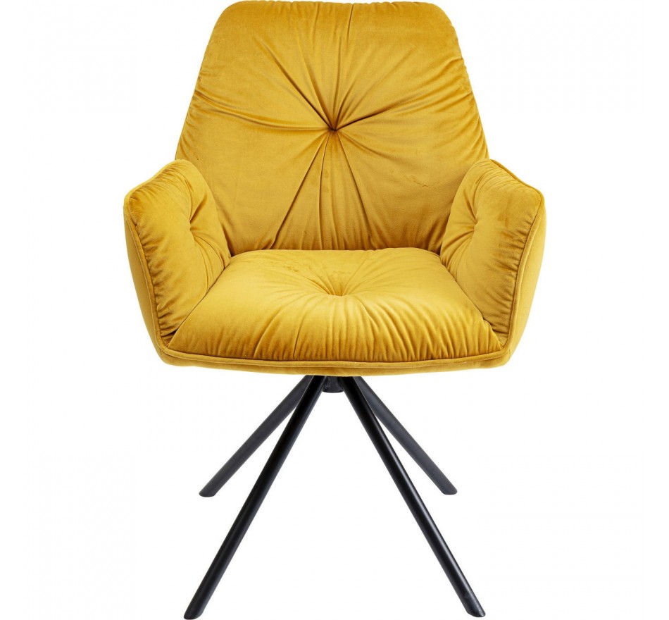 Chaise avec accoudoirs pivotante Mila velours jaune Kare Design