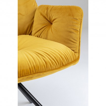 Chaise avec accoudoirs pivotante Mila velours jaune Kare Design