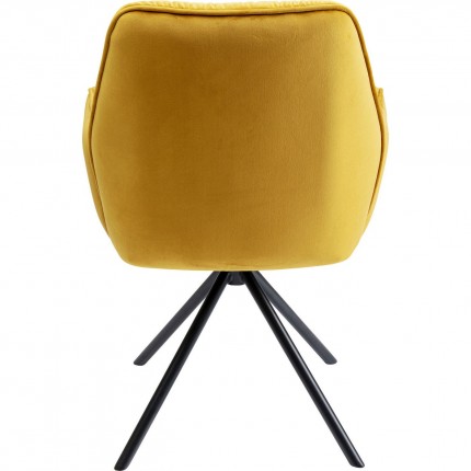 Chaise avec accoudoirs pivotante Mila velours jaune Kare Design