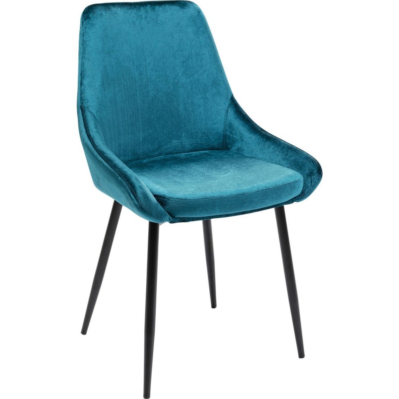 Chaise East Side velours bleu pétrole Kare Design