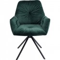 Chaise avec accoudoirs pivotante Mila velours vert Kare Design