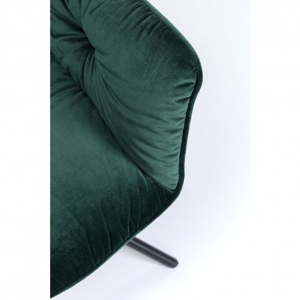Chaise avec accoudoirs pivotante Mila velours vert Kare Design