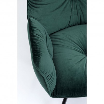 Stoel met armleuningen Mila groen fluweel Kare Design