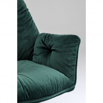 Chaise avec accoudoirs pivotante Mila velours vert Kare Design