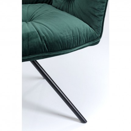 Chaise avec accoudoirs pivotante Mila velours vert Kare Design
