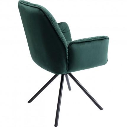 Chaise avec accoudoirs pivotante Mila velours vert Kare Design