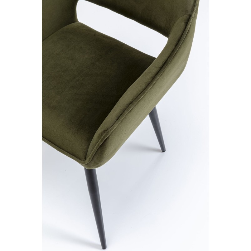 Chaise avec accoudoirs San Fransisco velours vert foncé Kare Design