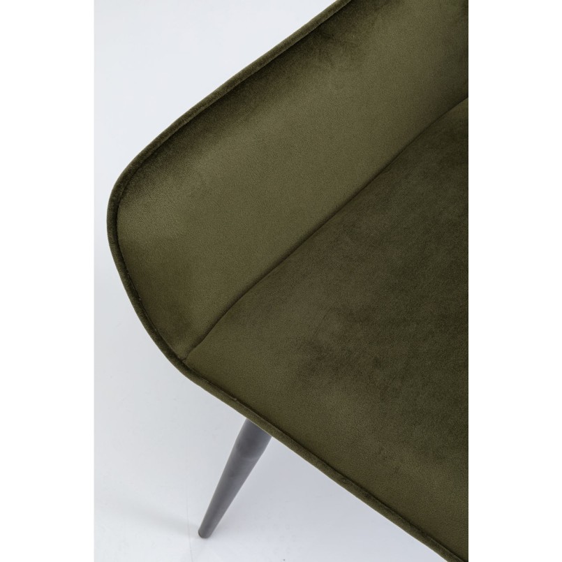 Chaise avec accoudoirs San Fransisco velours vert foncé Kare Design