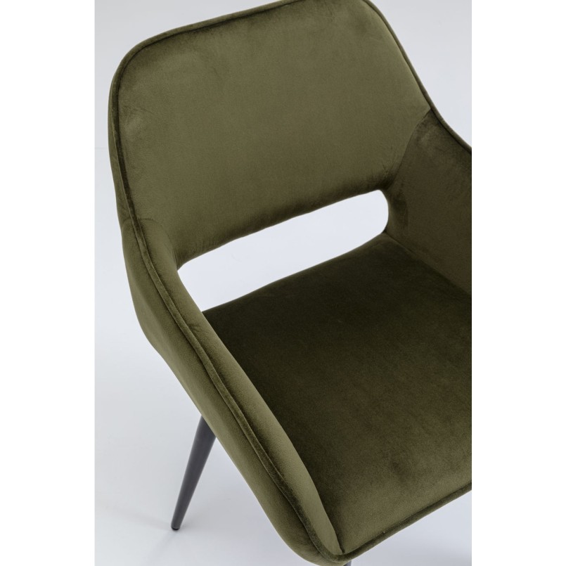 Chaise avec accoudoirs San Fransisco velours vert foncé Kare Design