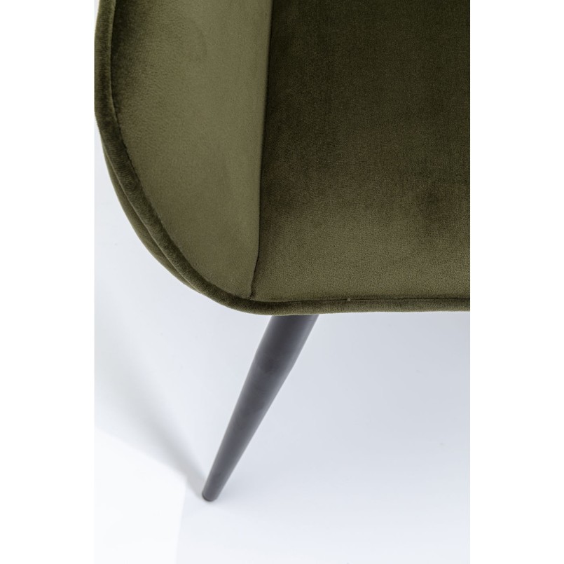 Chaise avec accoudoirs San Fransisco velours vert foncé Kare Design