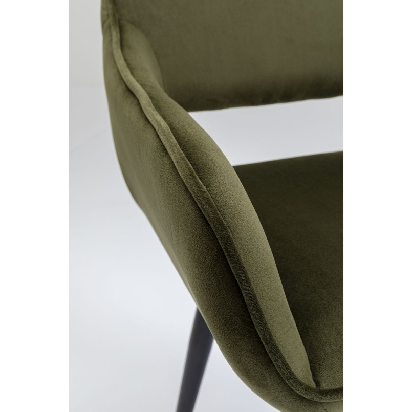 Chaise avec accoudoirs San Fransisco velours vert foncé Kare Design
