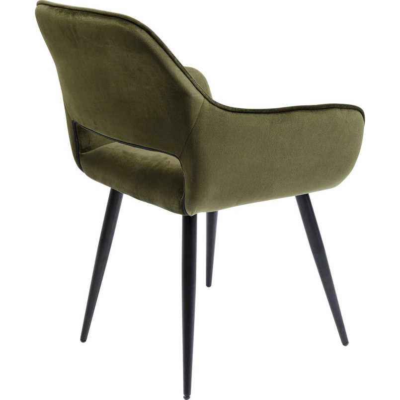 Chaise avec accoudoirs San Fransisco velours vert foncé Kare Design