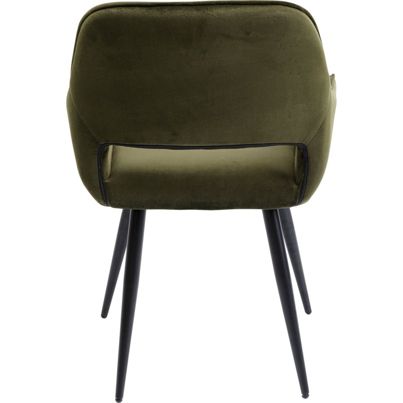 Chaise avec accoudoirs San Fransisco velours vert foncé Kare Design