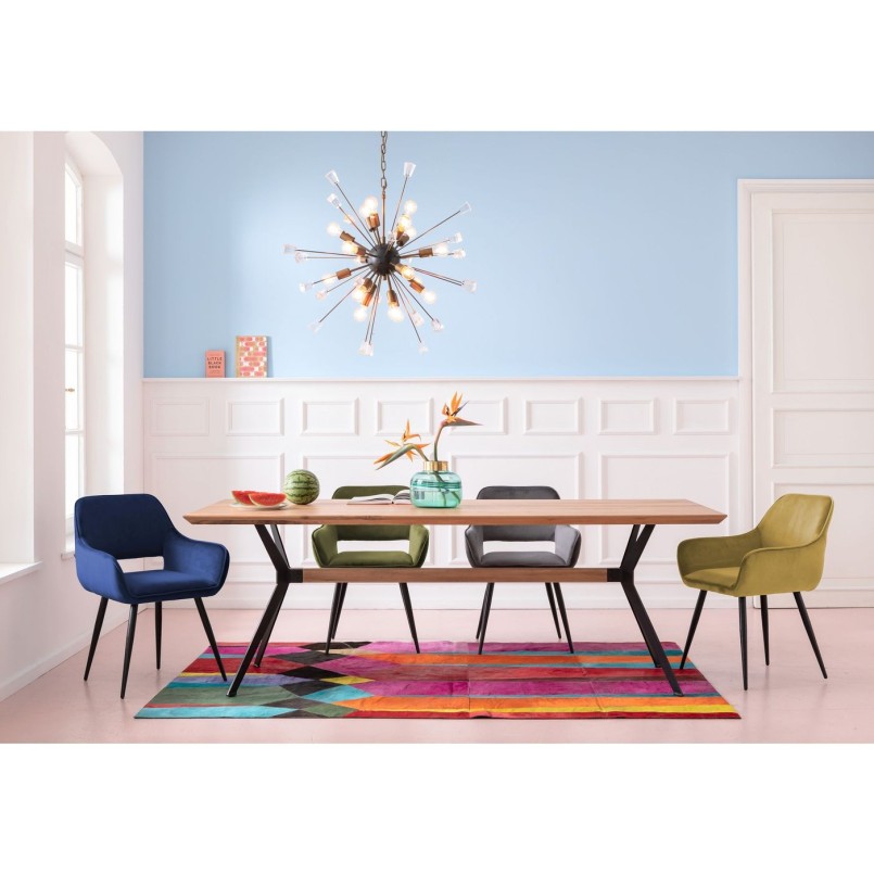 Chaise avec accoudoirs San Fransisco velours vert foncé Kare Design