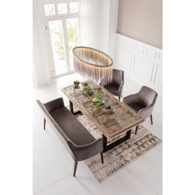 Stoel met armleuningen Mode Velvet grijs Kare Design