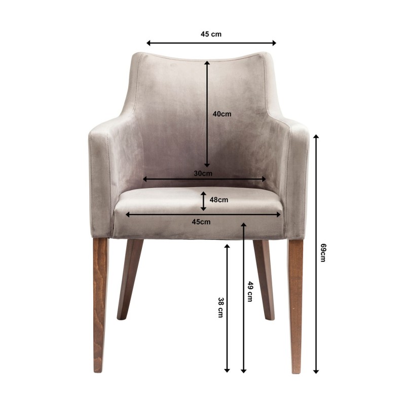Stoel met armleuningen Mode Velvet grijs Kare Design