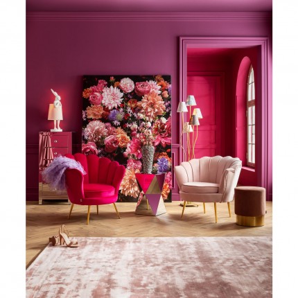 Armchair Water Lily Pink velvet Gold Kare Design
