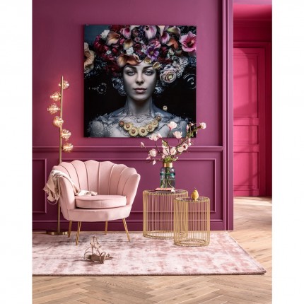 Armchair Water Lily Pink velvet Gold Kare Design