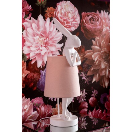 Lampe Animal Lapin 68cm blanche et rose Kare Design