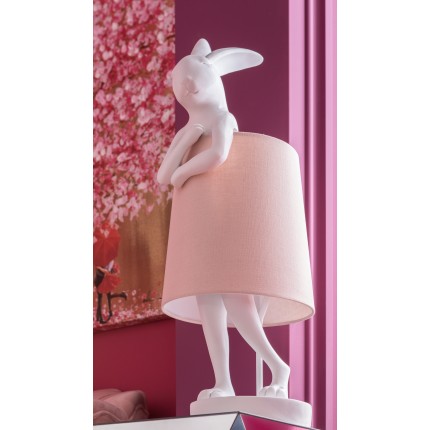 Lampe Animal Lapin 68cm blanche et rose Kare Design