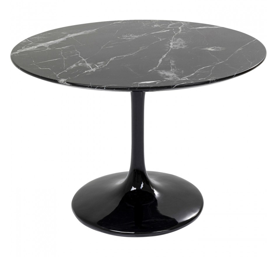 Eettafel Solo Ø110cm marmerprint zwart Kare Design