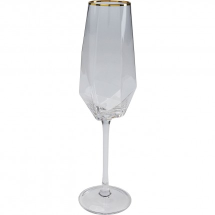 Champagne Glass Diamond Rim gold (4/Set) Kare Design