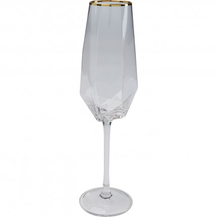Champagne Glass Diamond Gold Rim (4/Set) Kare Design