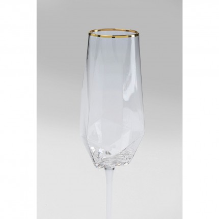 Champagneglazen Diamond Gold Rim (4/Set) Kare Design