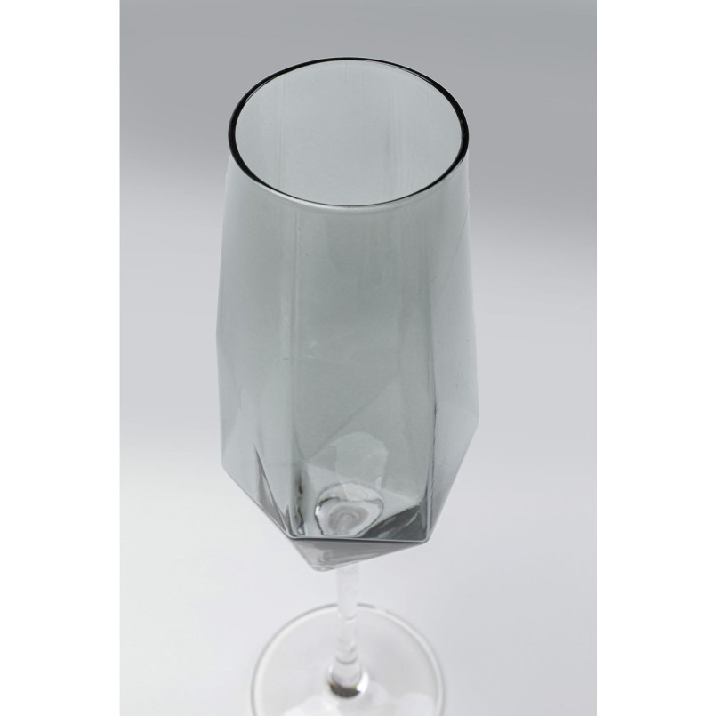 Flûtes à champagne Diamond fumé set de 6 Kare Design