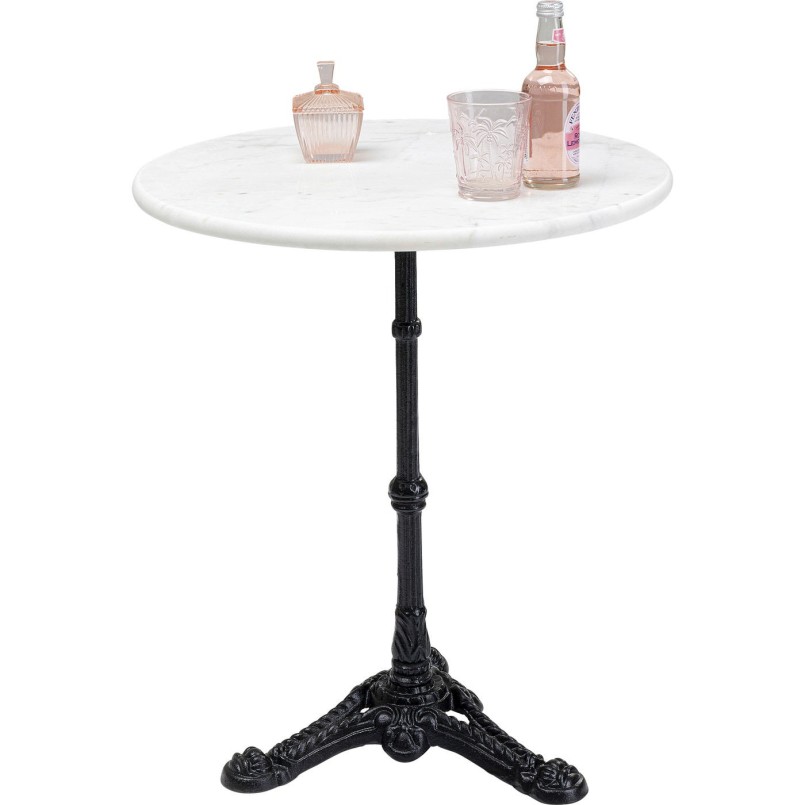 Table Bistrot marbre blanche ronde 60cm Kare Design