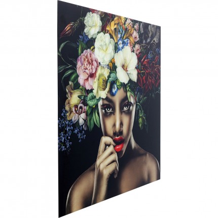 Fotoglas Pretty Flower Woman 100x100cm Kare Design