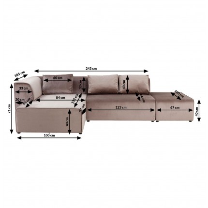 Sofa Infinity Velvet Taupe Left Kare Design