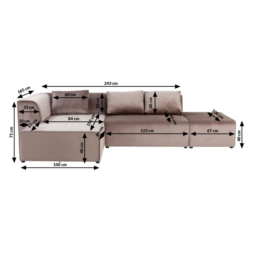Canapé d'angle Infinity gauche velours taupe Kare Design