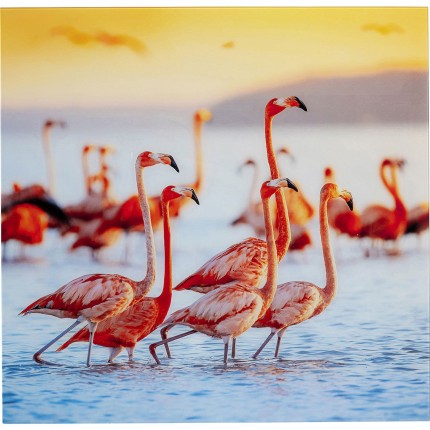 Picture Glass Flamingo Family 80x80cm Kare Design
