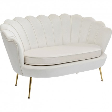 Sofa Water Lily 2-Seater Beige velvet Gold Kare Design