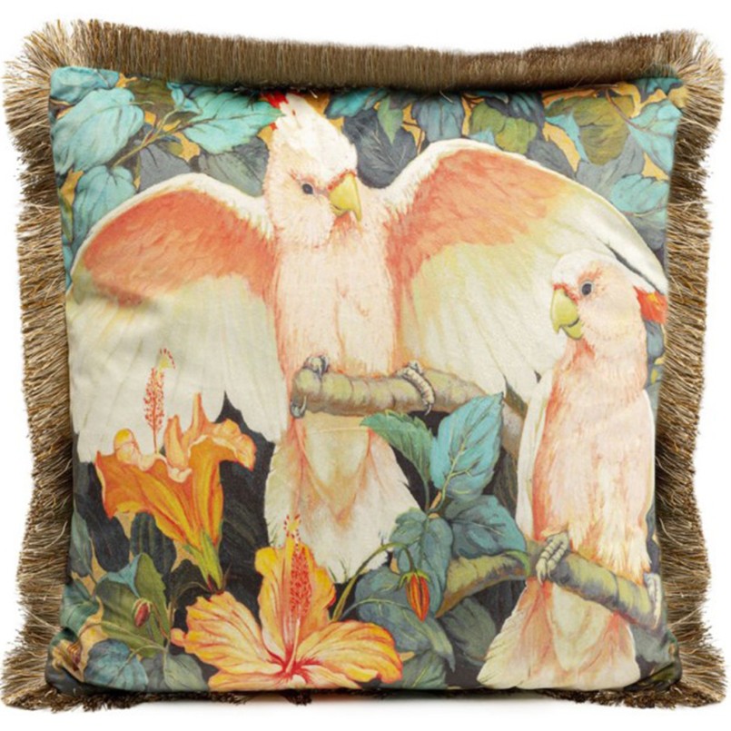 Coussin à franges Perroquets 45x45cm Kare Design
