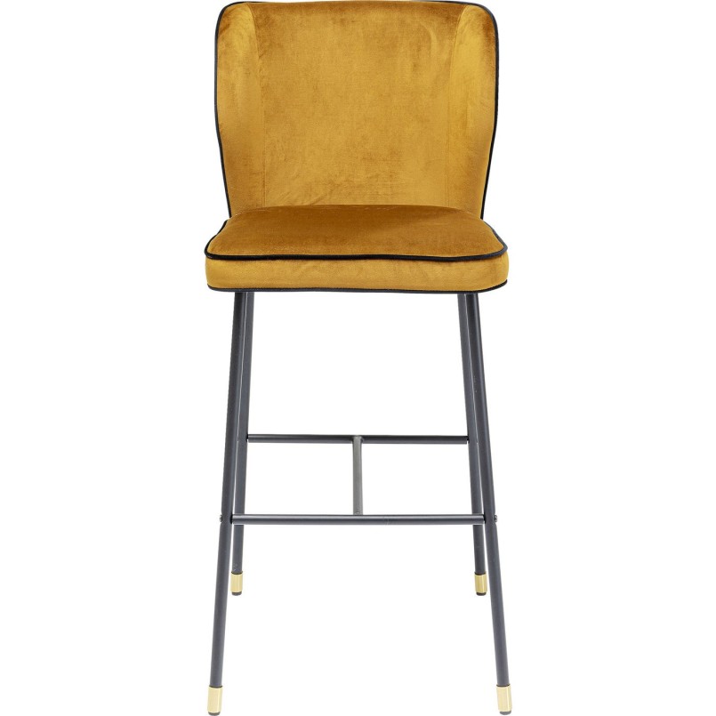 Tabouret de bar Stavanger velours jaune Kare Design