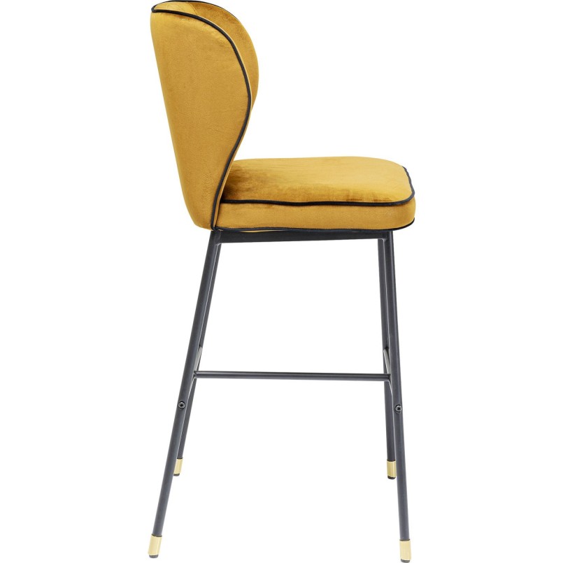 Tabouret de bar Stavanger velours jaune Kare Design
