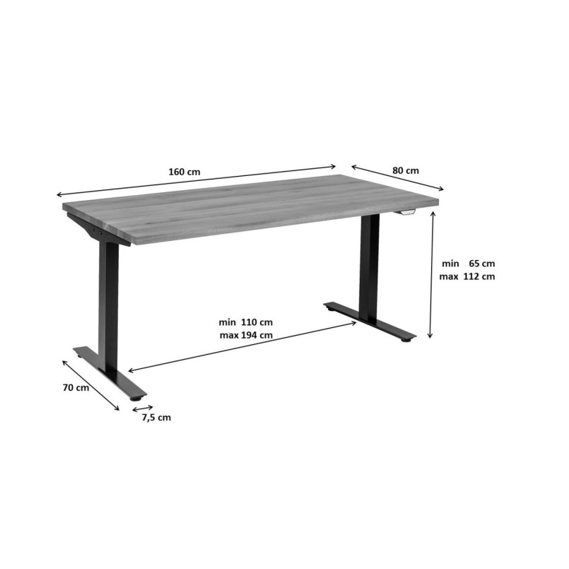 Table Office Symphony chêne-noir 160x80