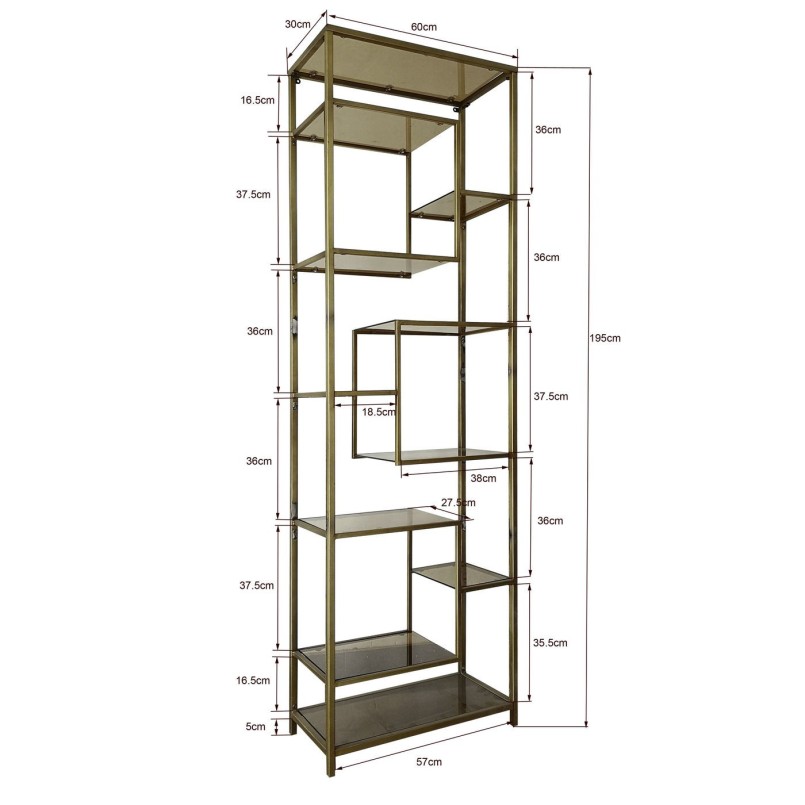 Etagère Loft doré 195x60