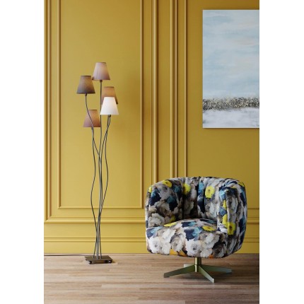 Swivel armchair yellow peonies Kare Design