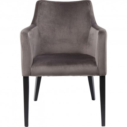 Chair with Armrest Black Mode Velvet Grey Kare Design