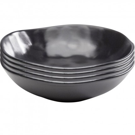 Plate Deep Organic Ø22cm black (4/Set) Kare Design