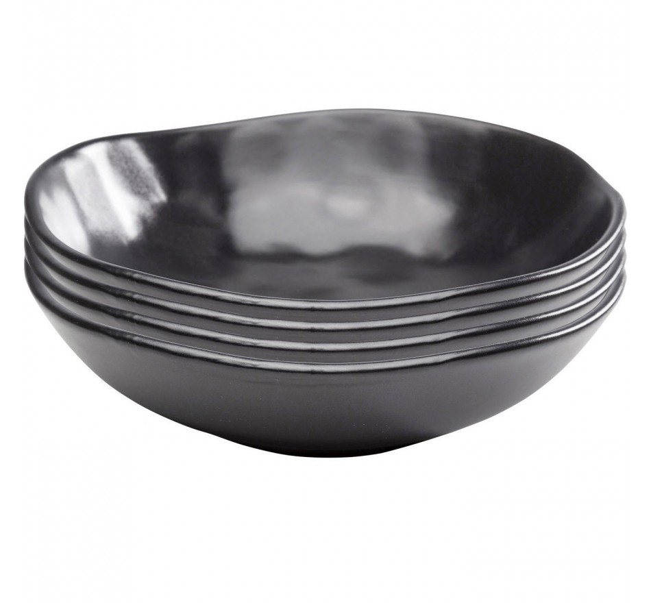 Assiettes creuses Organic 22cm noires set de 4 Kare Design
