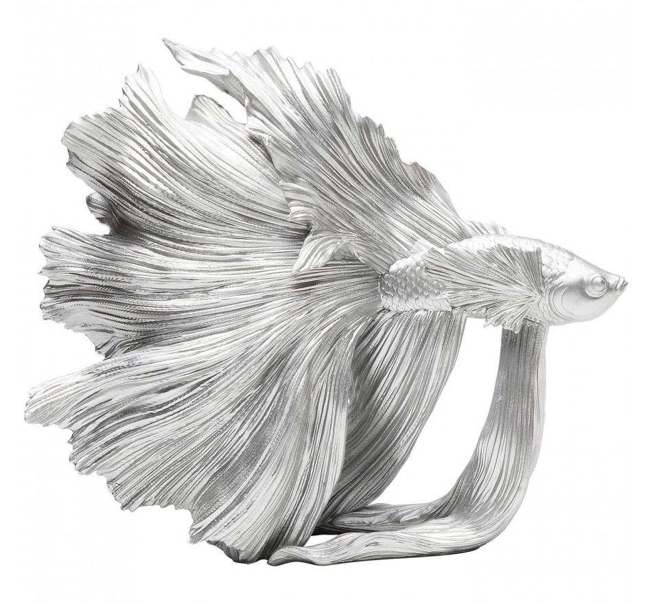 Woonaccessoires betta vissen 34cm zilver Kare Design