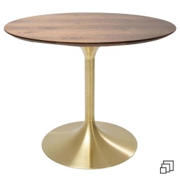 Table Invitation noyer-laiton Ø90cm