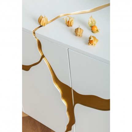 Dressoir Cracked wit en goud Kare Design